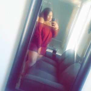 Burgundy off the shoulder Dress